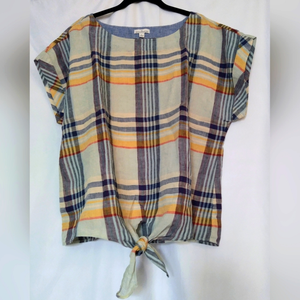 NWT - LL Bean Signature Women's short-sleeve Linen Top (Large)